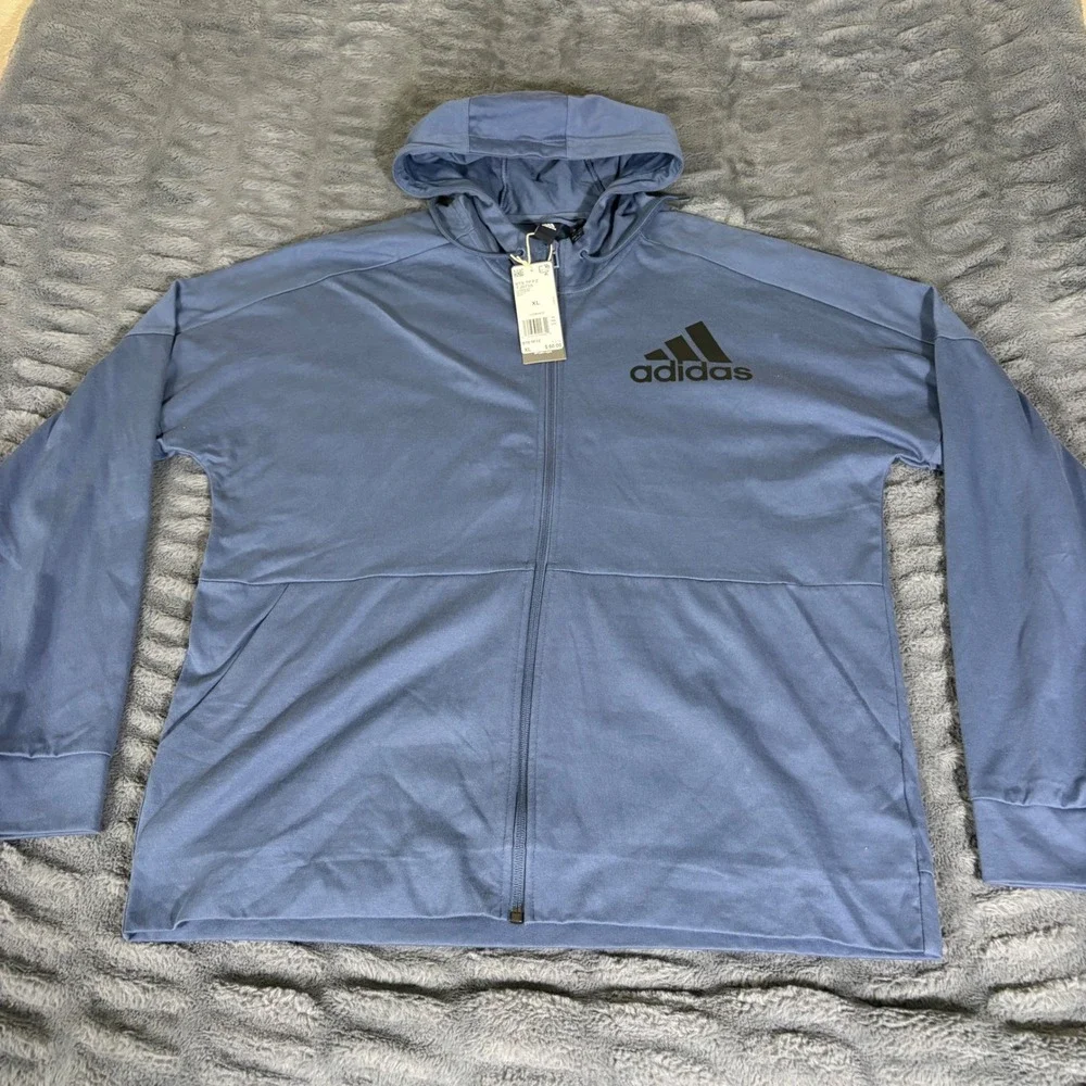 Adidas BTS TP FZ Hoodie Mens XL Tech Ink Blue Full Zip Sweatshirt FJ0715 NEW